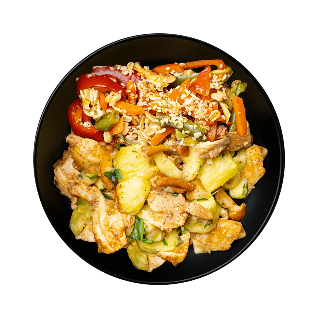 Картофельное сотэ с курицей и овощами