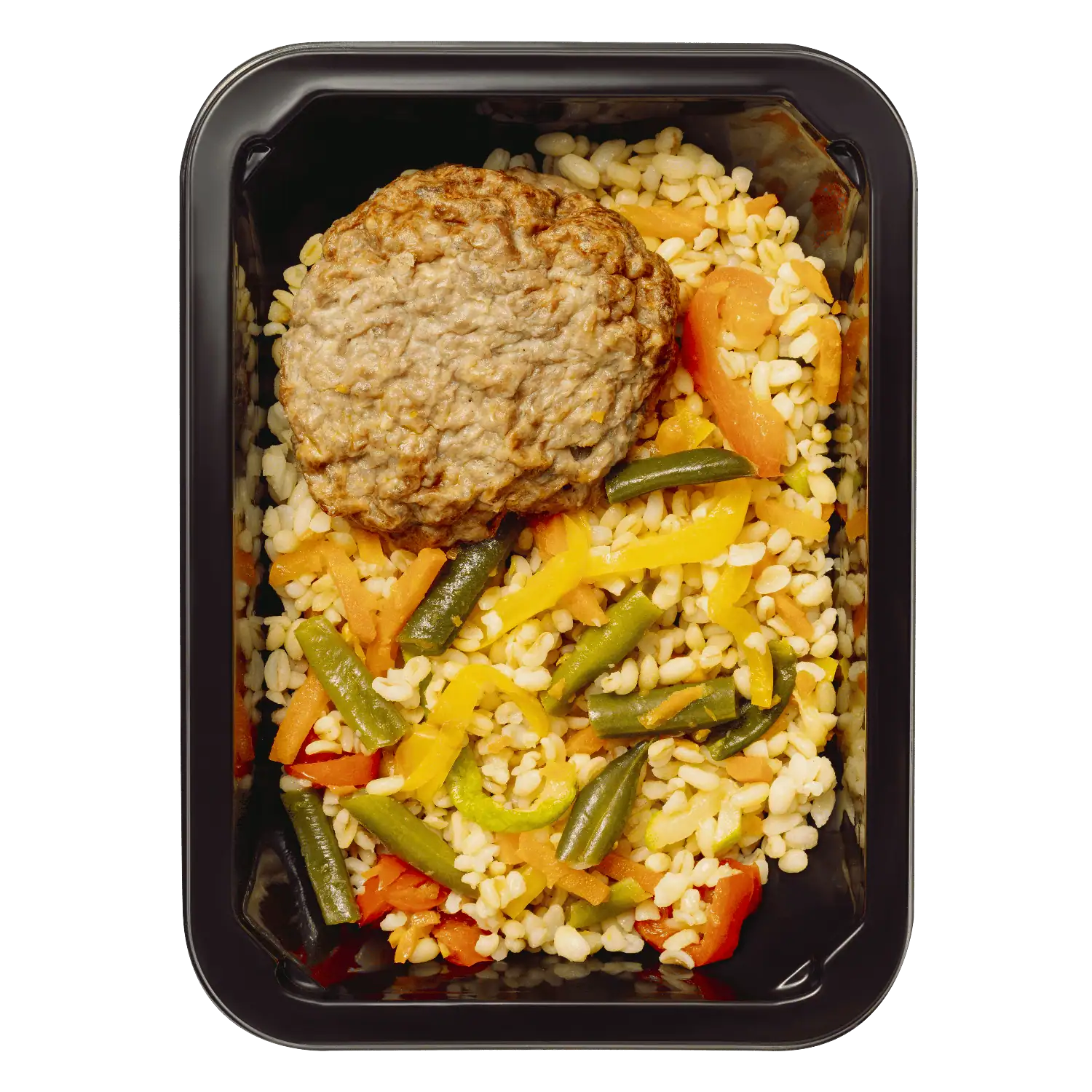 Биточек из говядины с булгуром и овощами