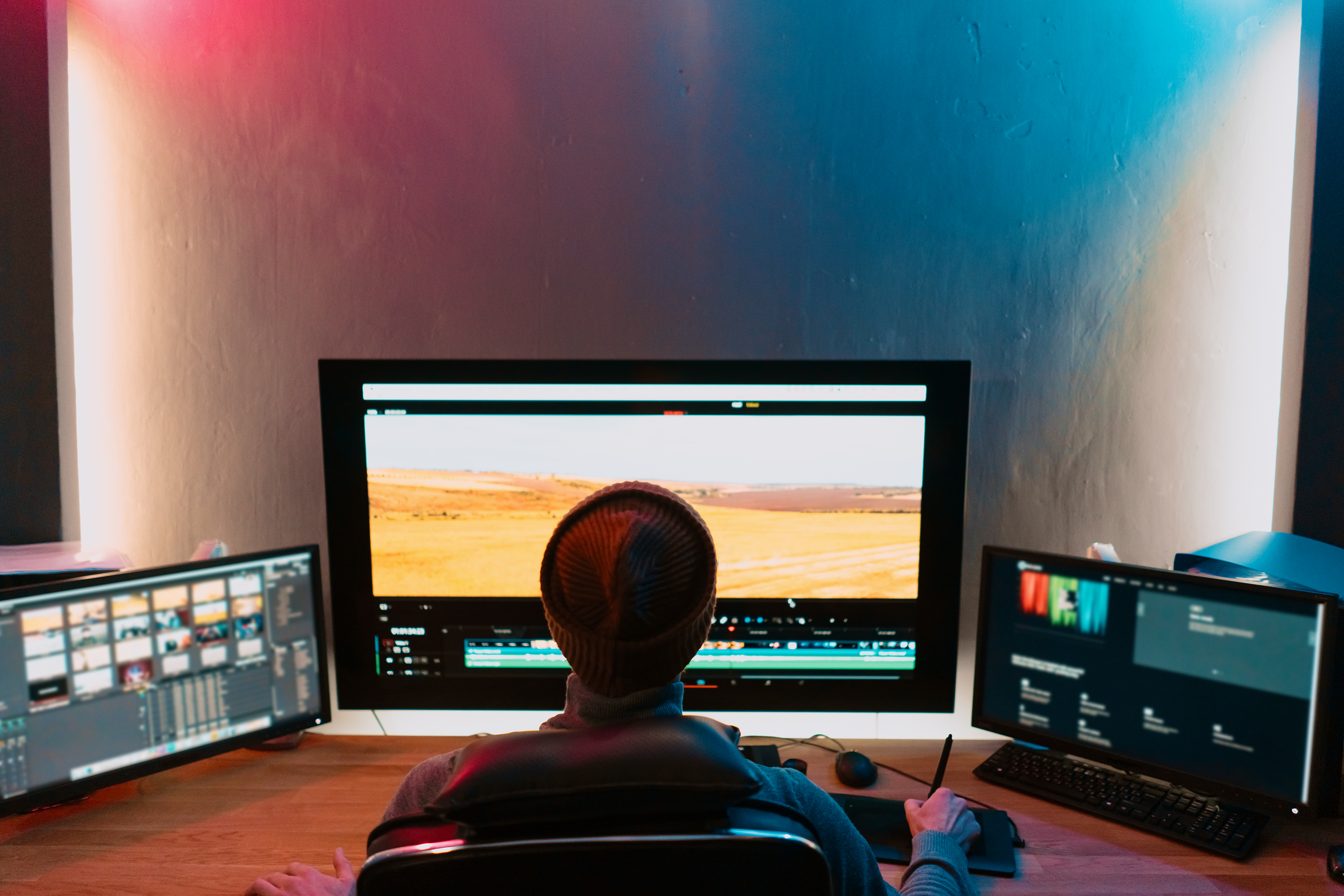 image of video editing software on a computer screen with a modern and sleek interface for a film production company