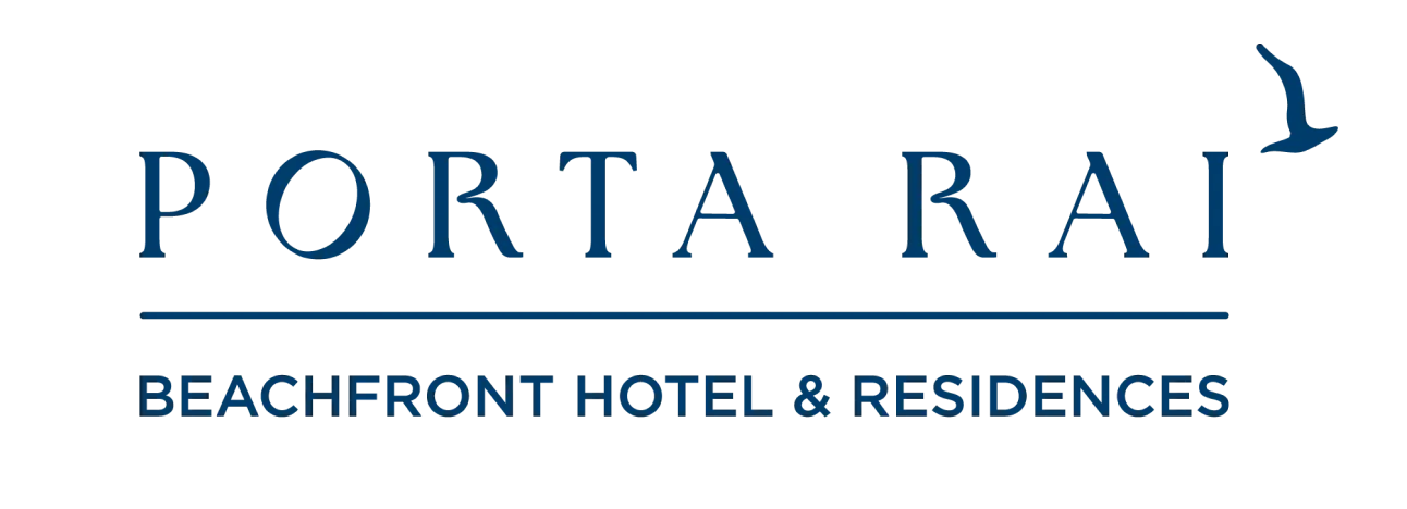 Porta Rai logo with text “Porta Rai Beachfront Hotel & Residences” and a seagull graphic.