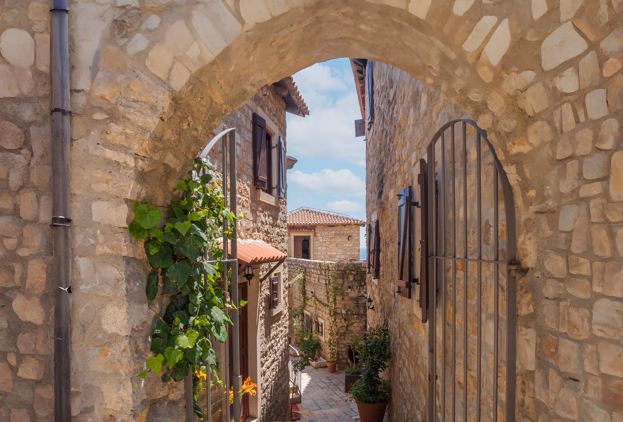 Stone archway in Ulcinj Old Town, Montenegro coast