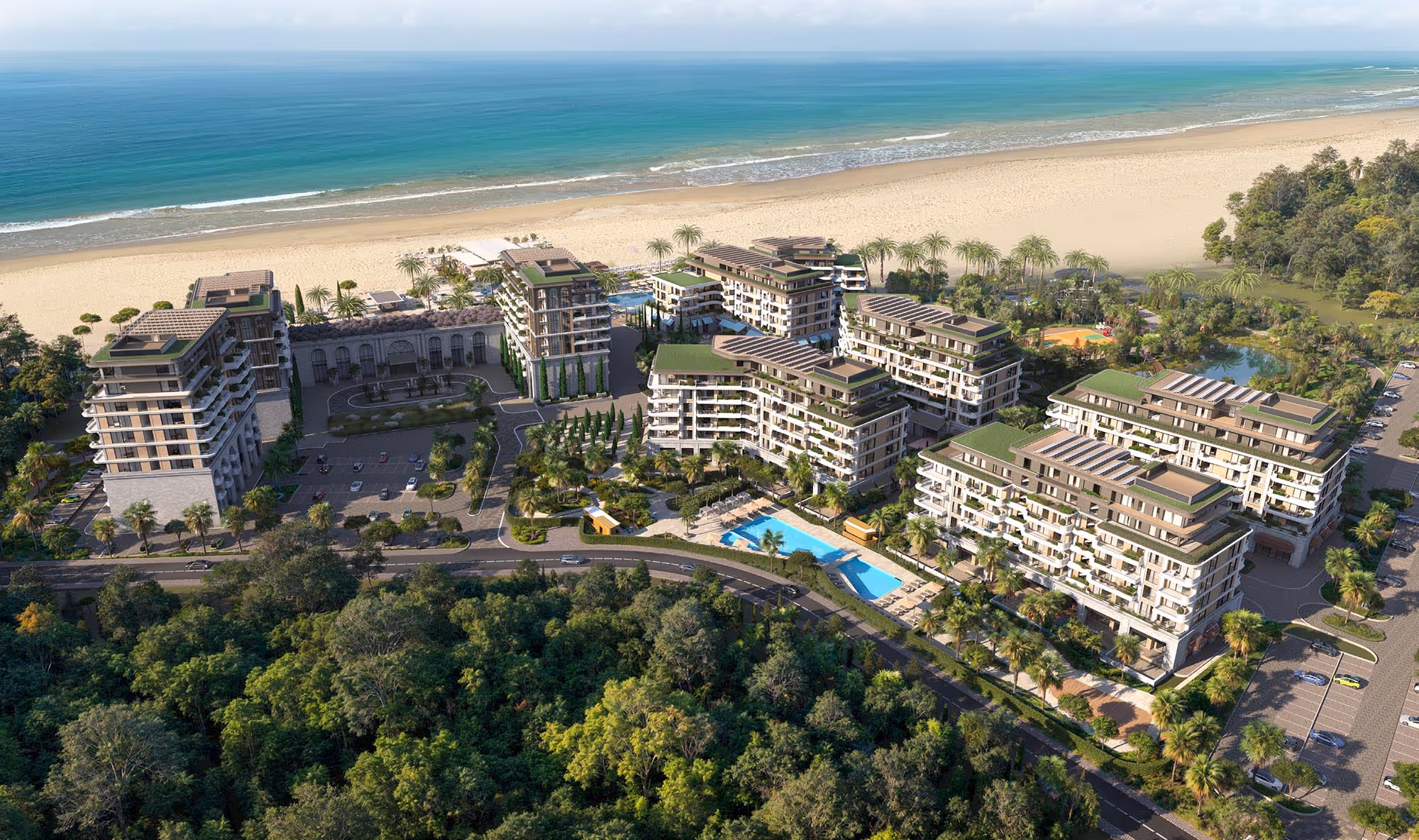 Aerial view of Porta Rai resort and Velika Plaža