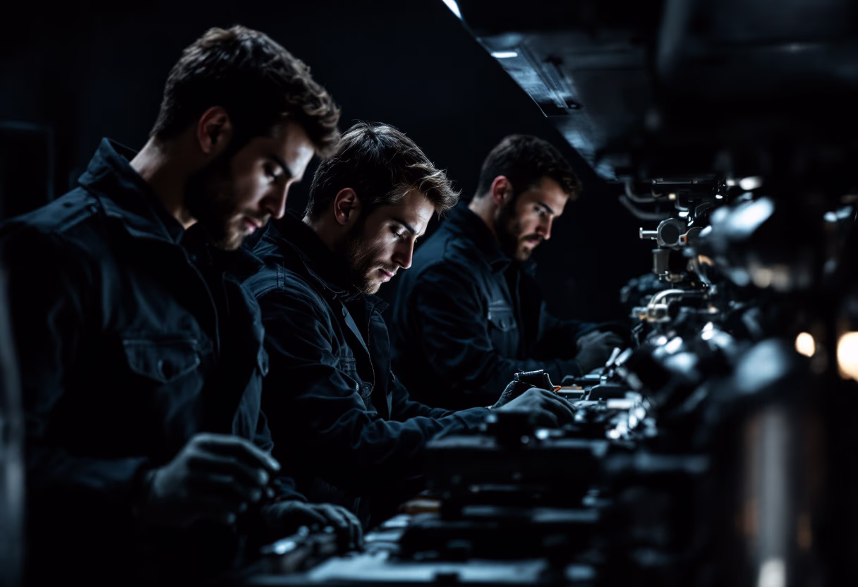 image of maintenance crew working on aircraft