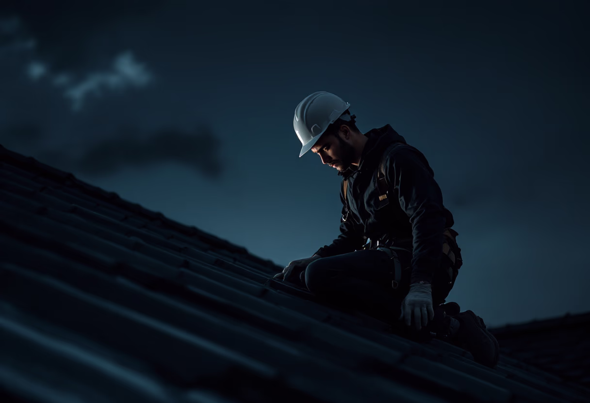 image of contractor on rooftop