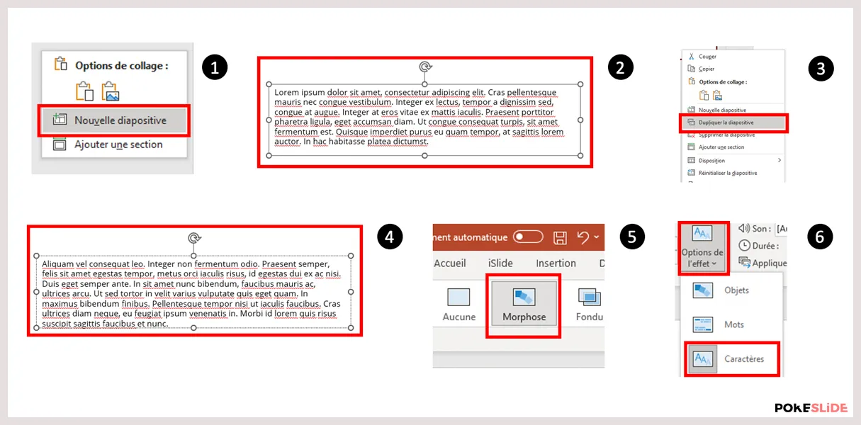 transition morphose caractere powerpoint