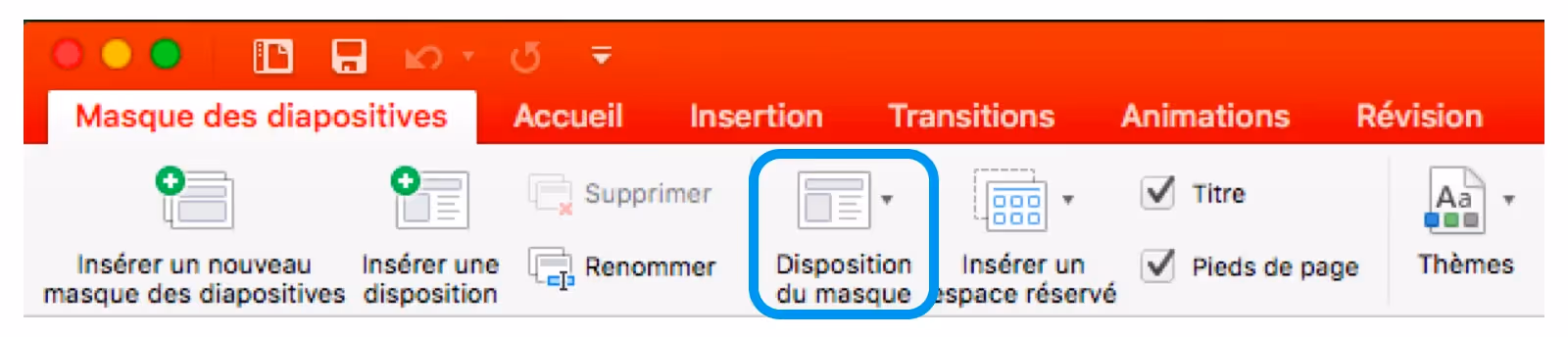 Disposition Masques diapositives