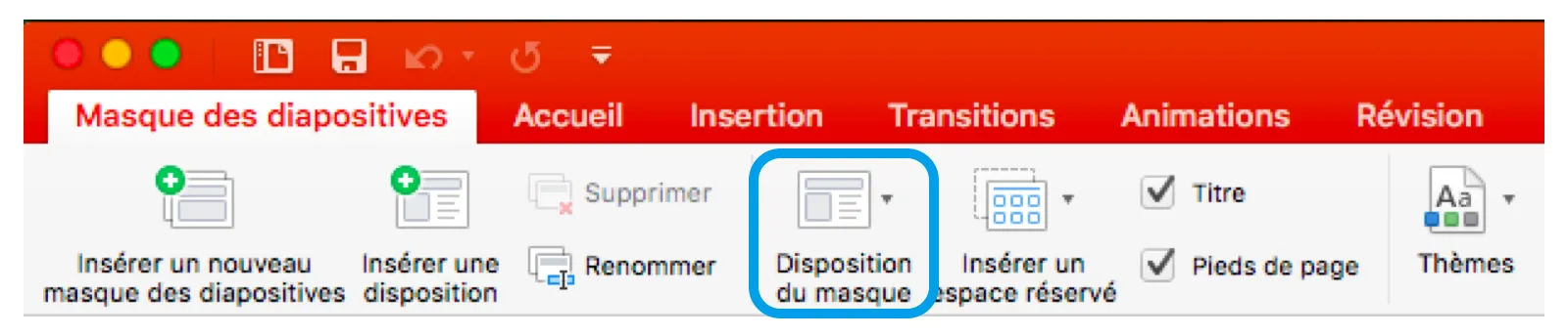 Disposition Masques diapositives