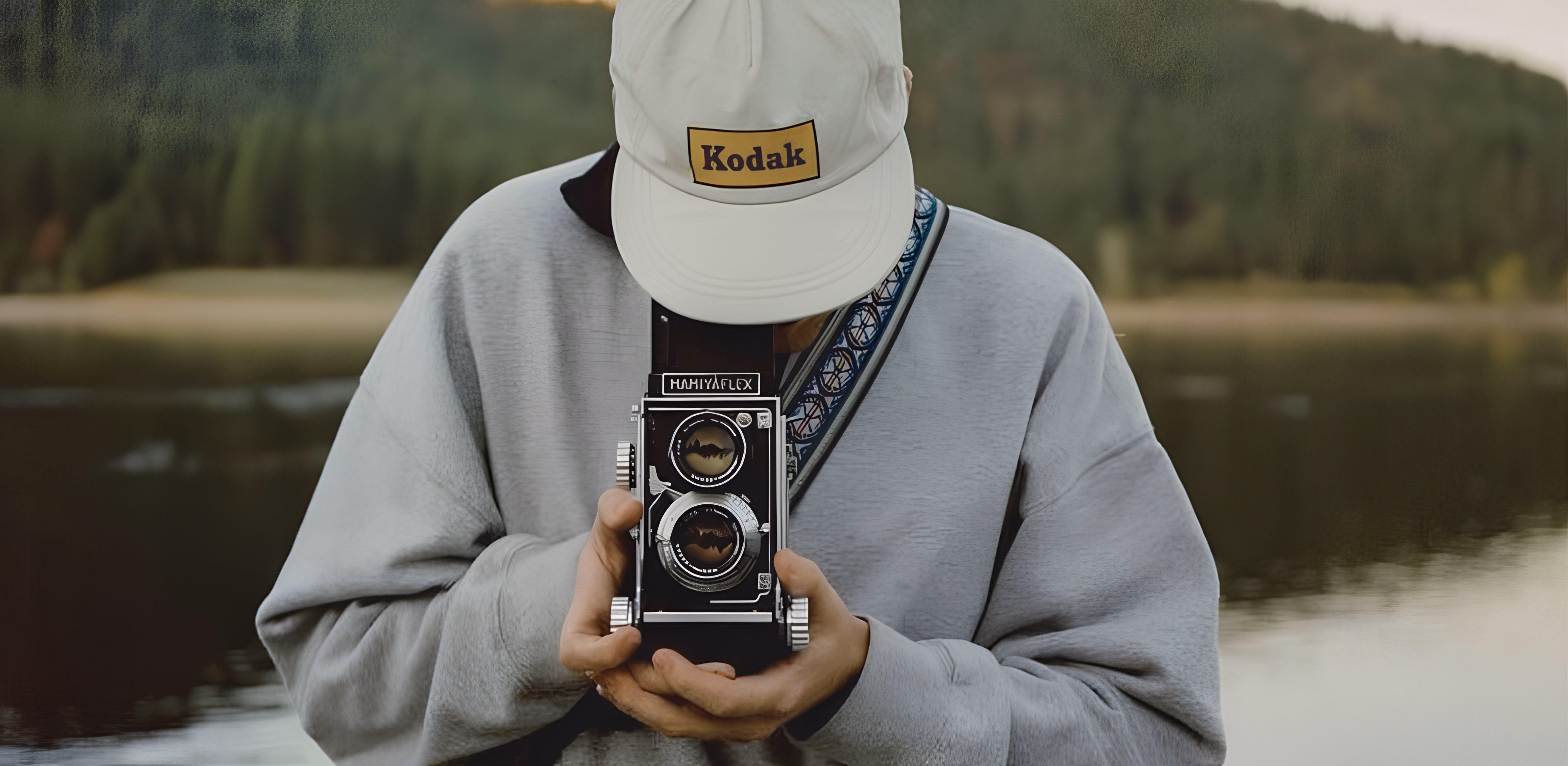 Participant prenant une photo argentique en montagne, image du trek PhotoTrek vers l’Everest.