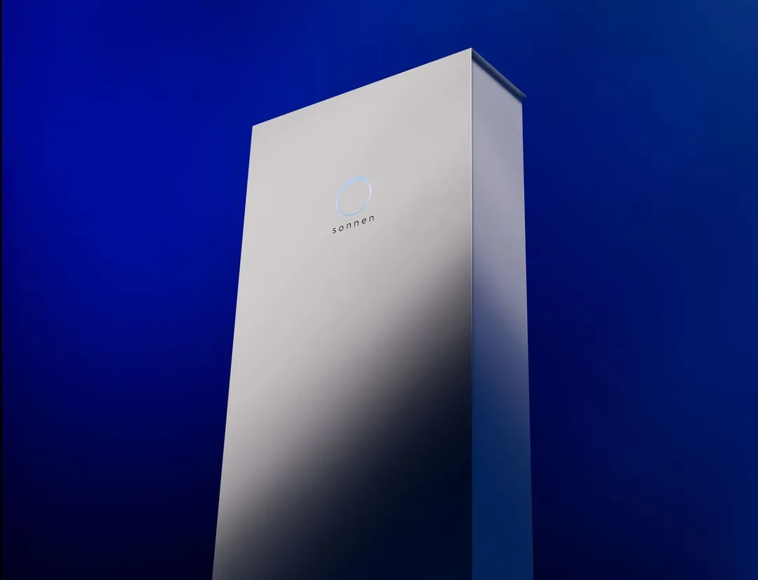 sonnenCore+ with illuminated logo against a blue background.