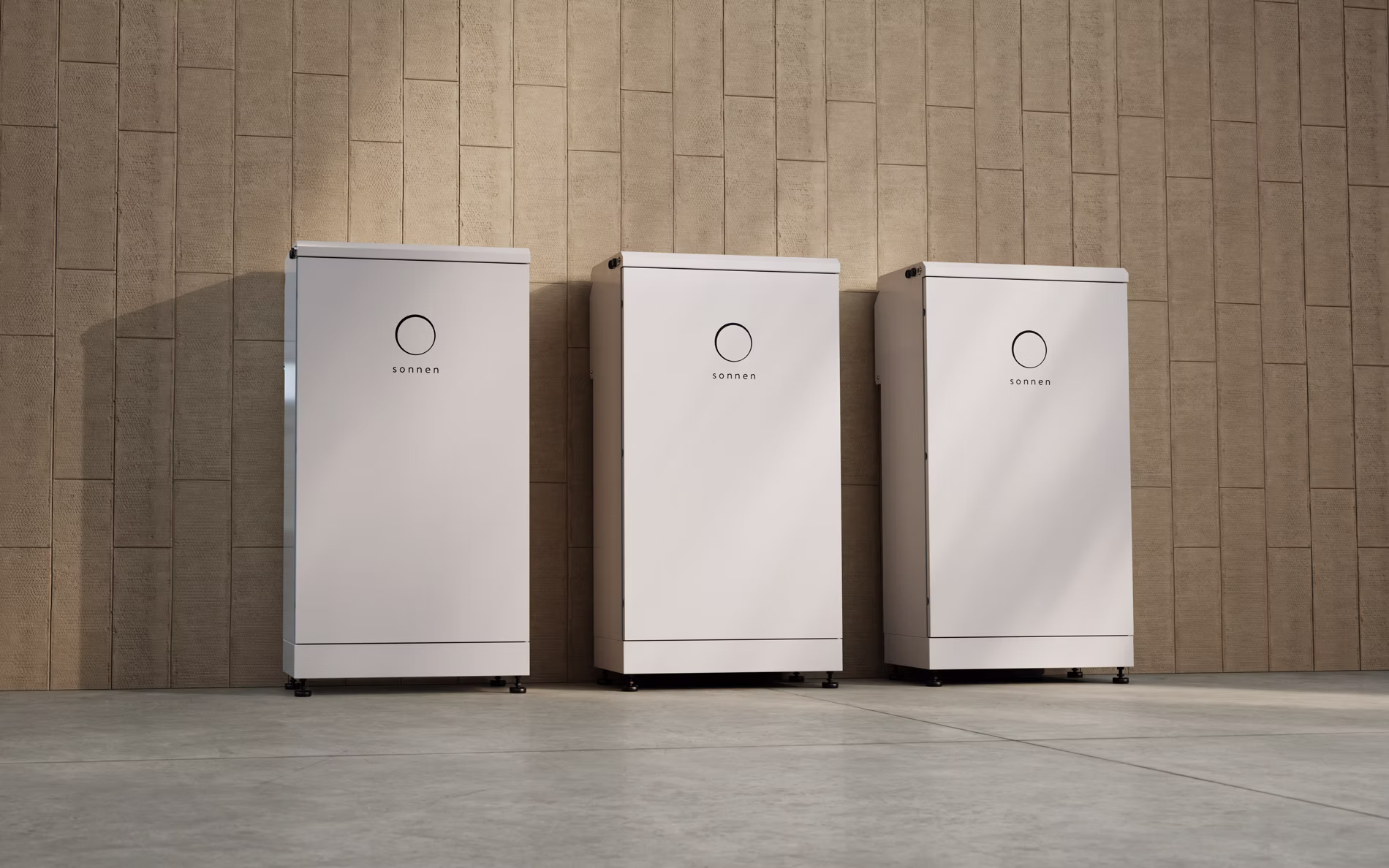 Three stacked units of sonnenEvo against a wall