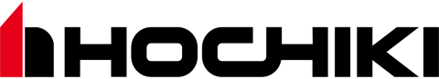 Hochiki brand logo featuring a red triangular shape and black text.