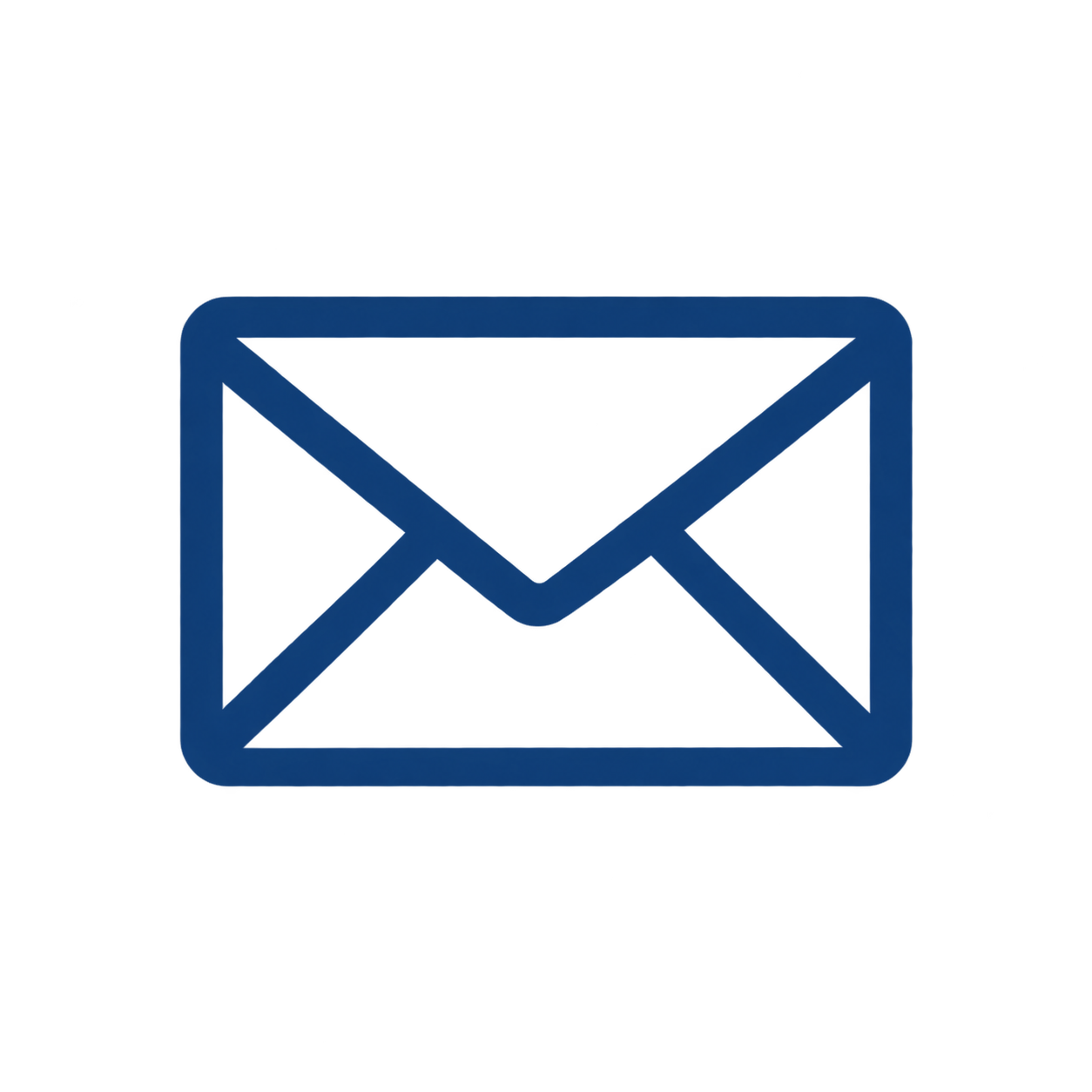 Simple navy blue envelope icon with a rectangular shape and triangular flap lines.