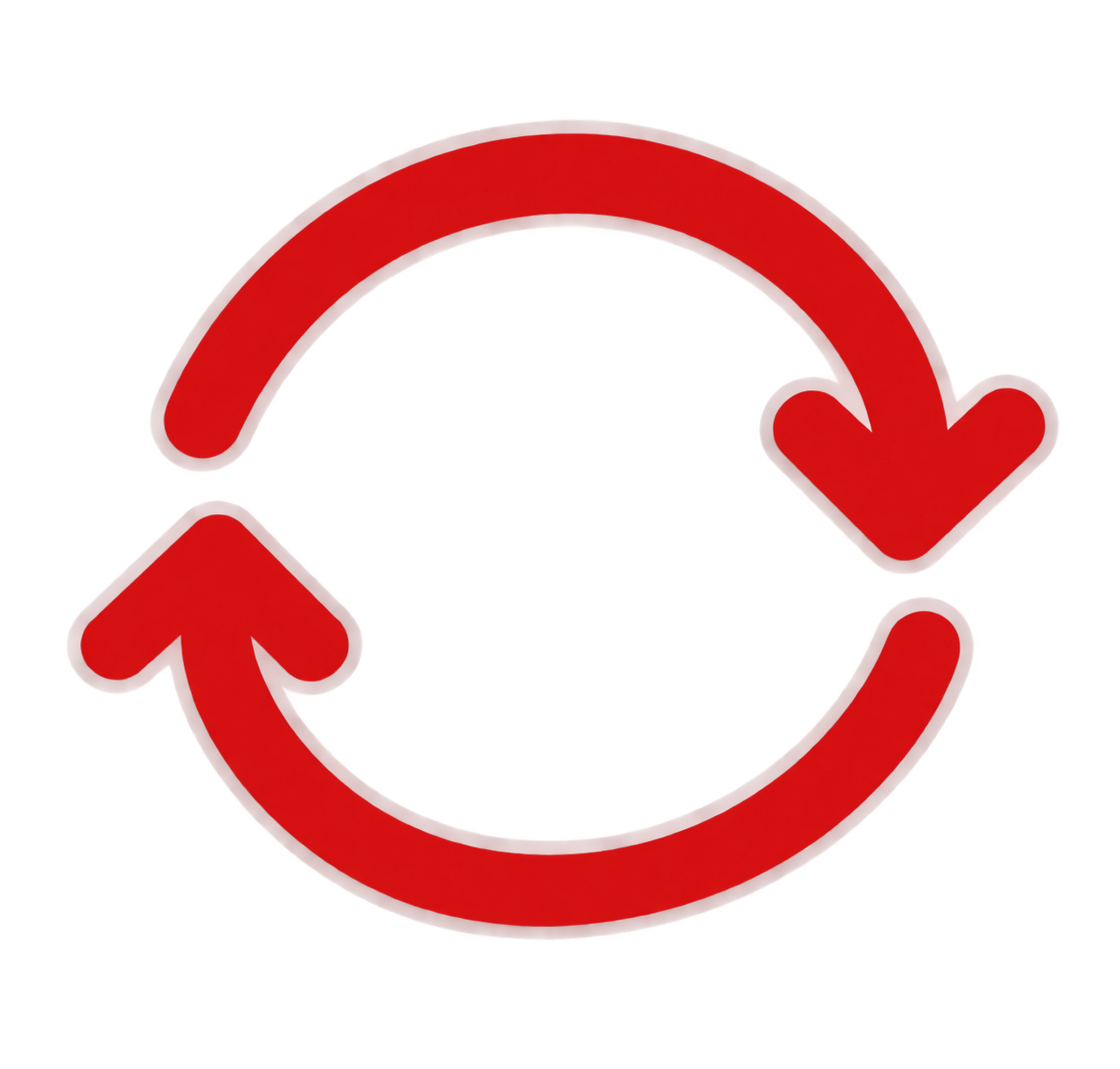 Two red circular arrows forming a continuous loop, indicating refresh or reload.
