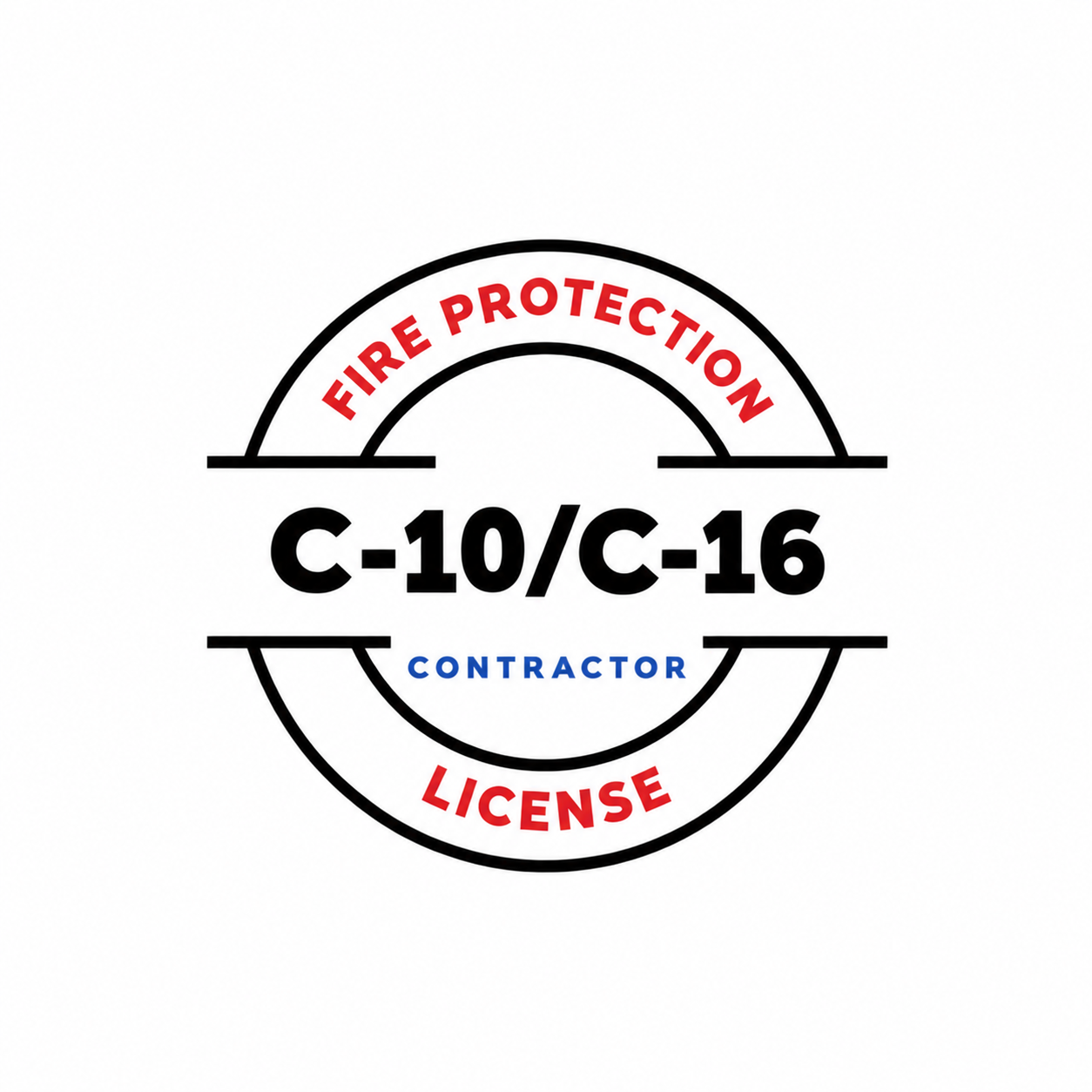 Fire protection license badge labeled C-16 contractor.