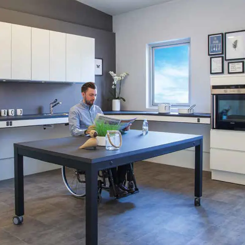 Accessible kitchen layout with open space