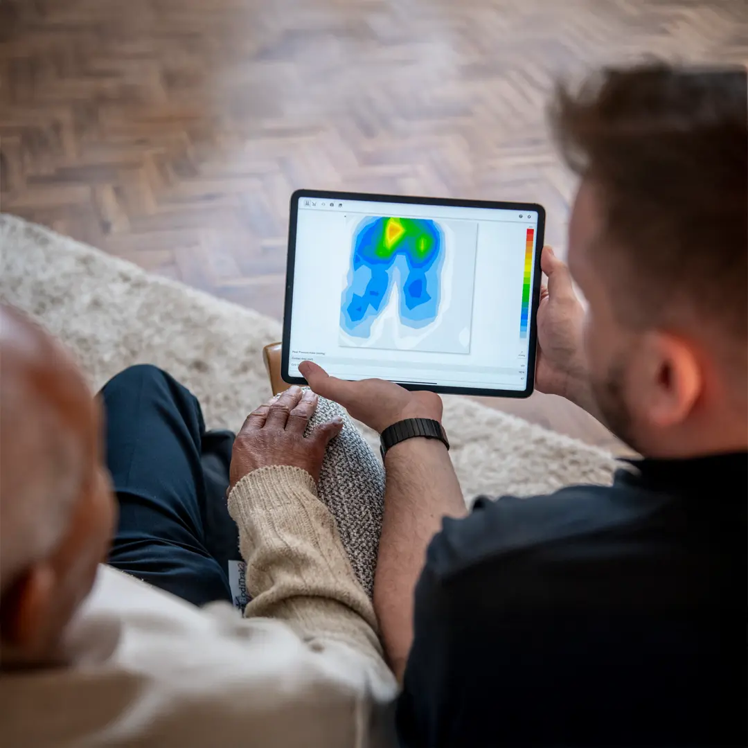 Pressure mapping software being shown to client