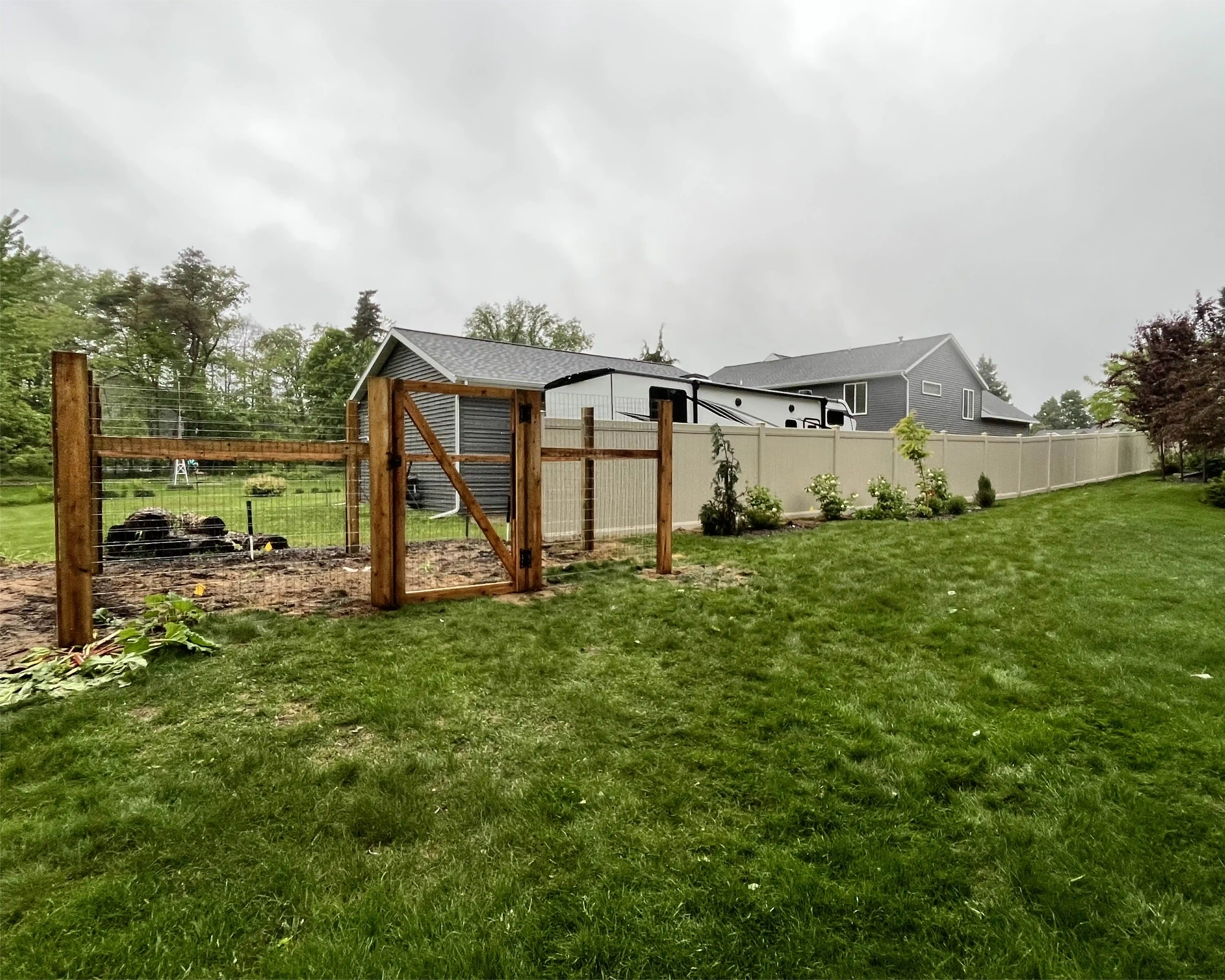 garden fence installed in backyard