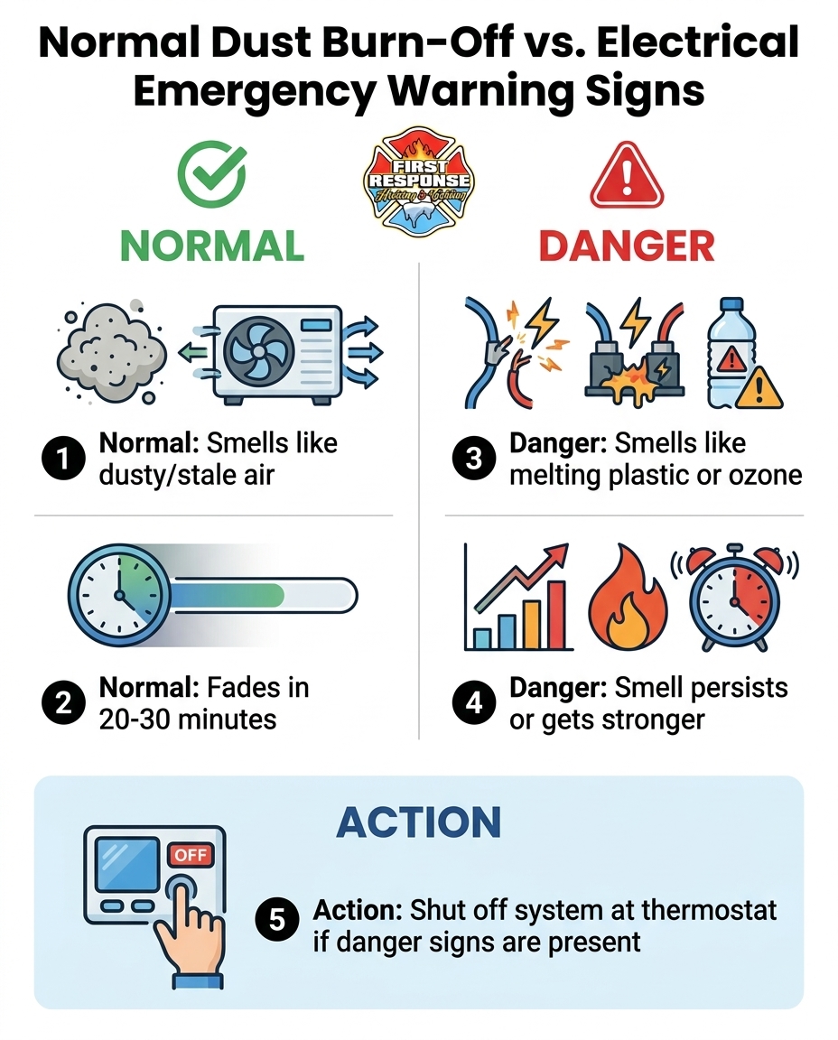 Normal Dust Burn-Off vs. Electrical Emergency Warning Signs