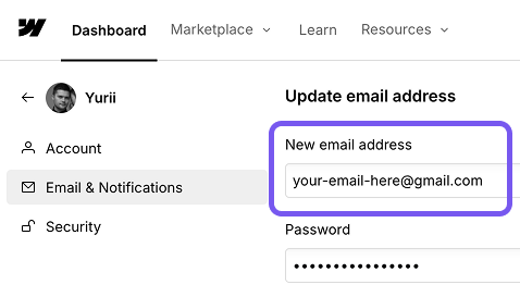 webflow email
