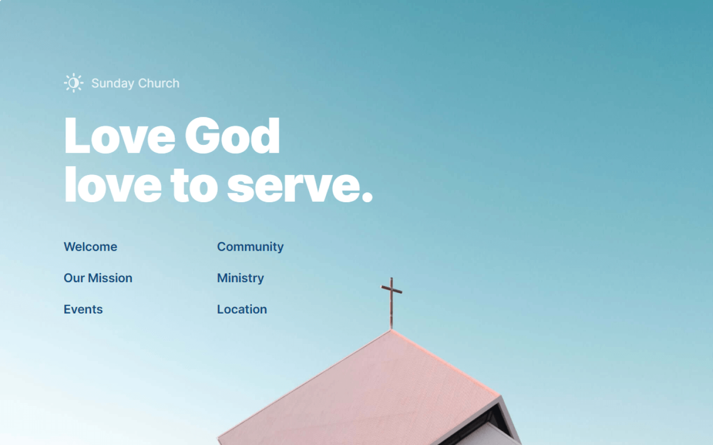church, non profit, company webflow template, hero section