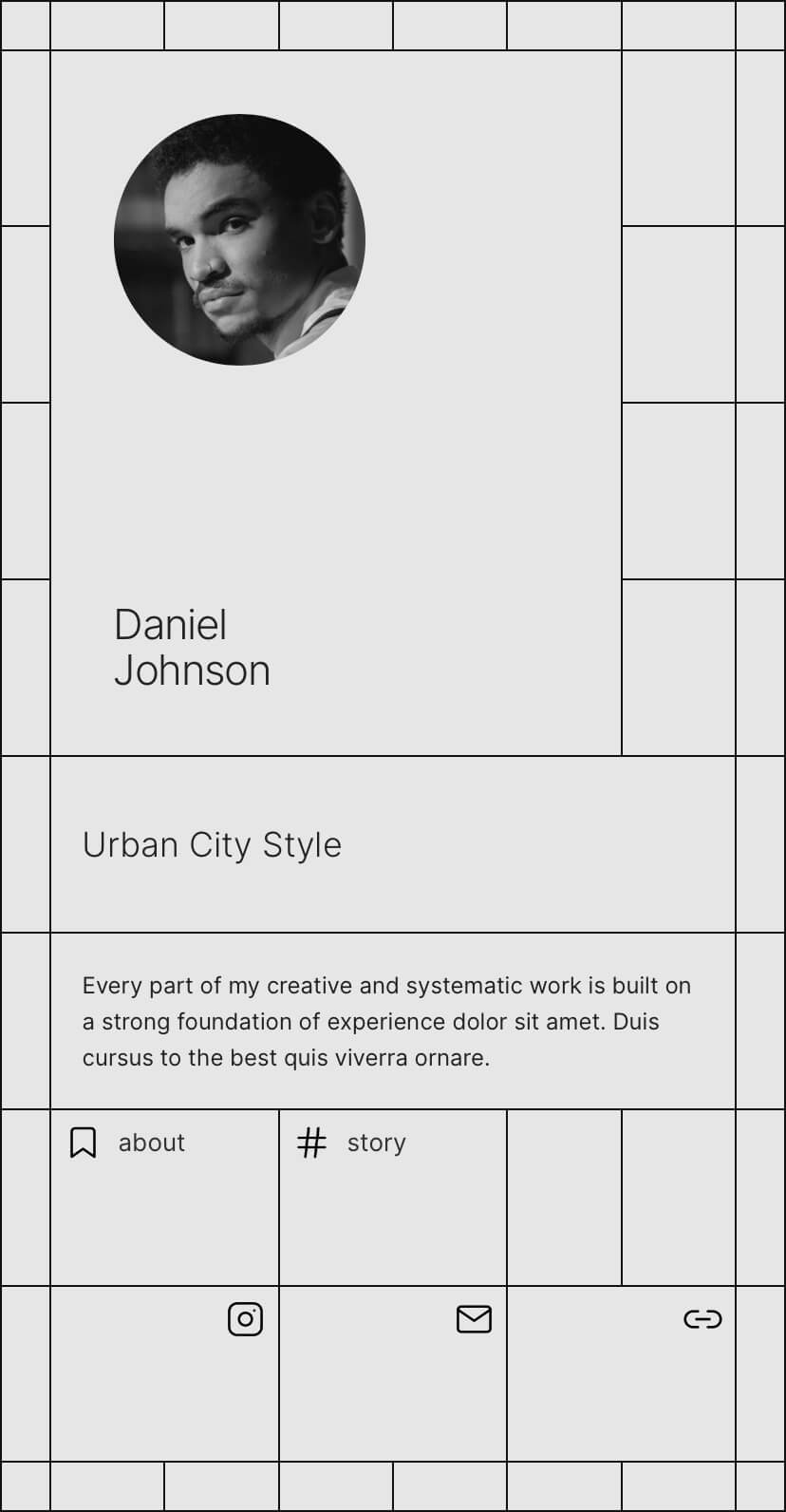 visit card webflow template, mobile view