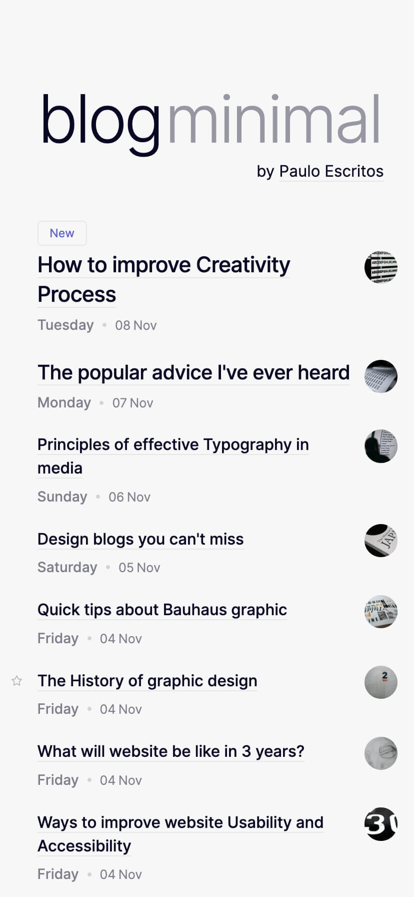mininmal blog theme for webflow, mobile