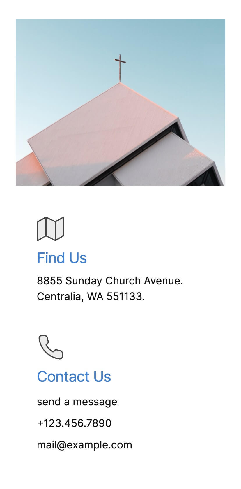 church, non profit, company webflow template, mobile design