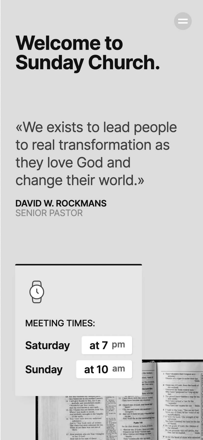 church, non profit, company webflow template, mobile design