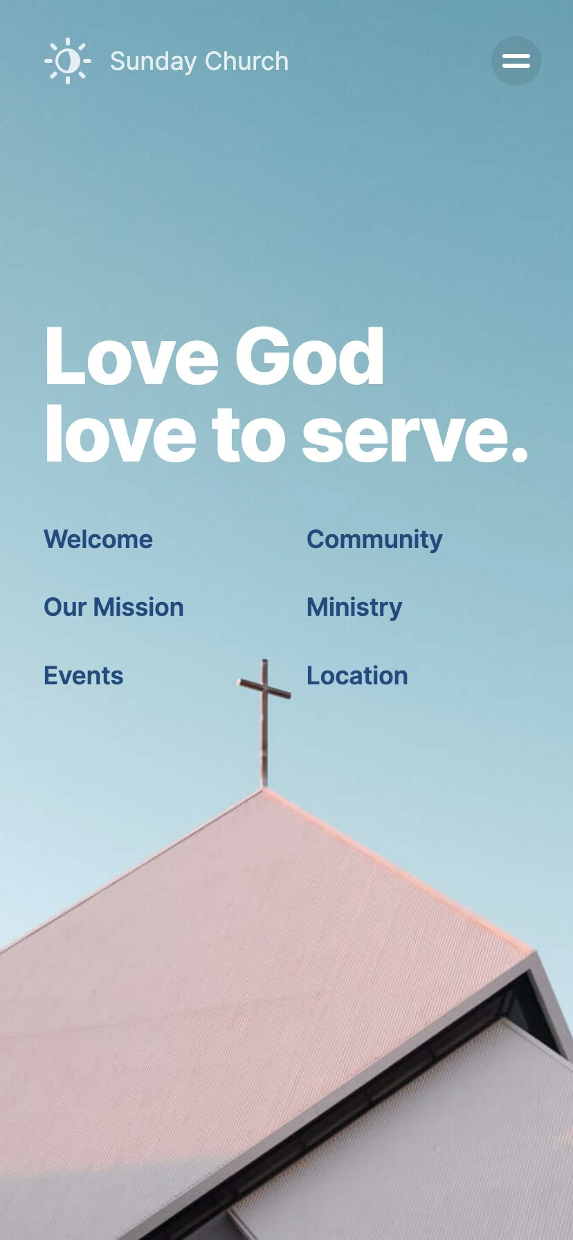 church, non profit, company webflow template, mobile design