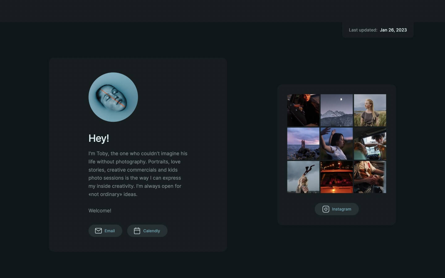 minimal webflow theme for photographers