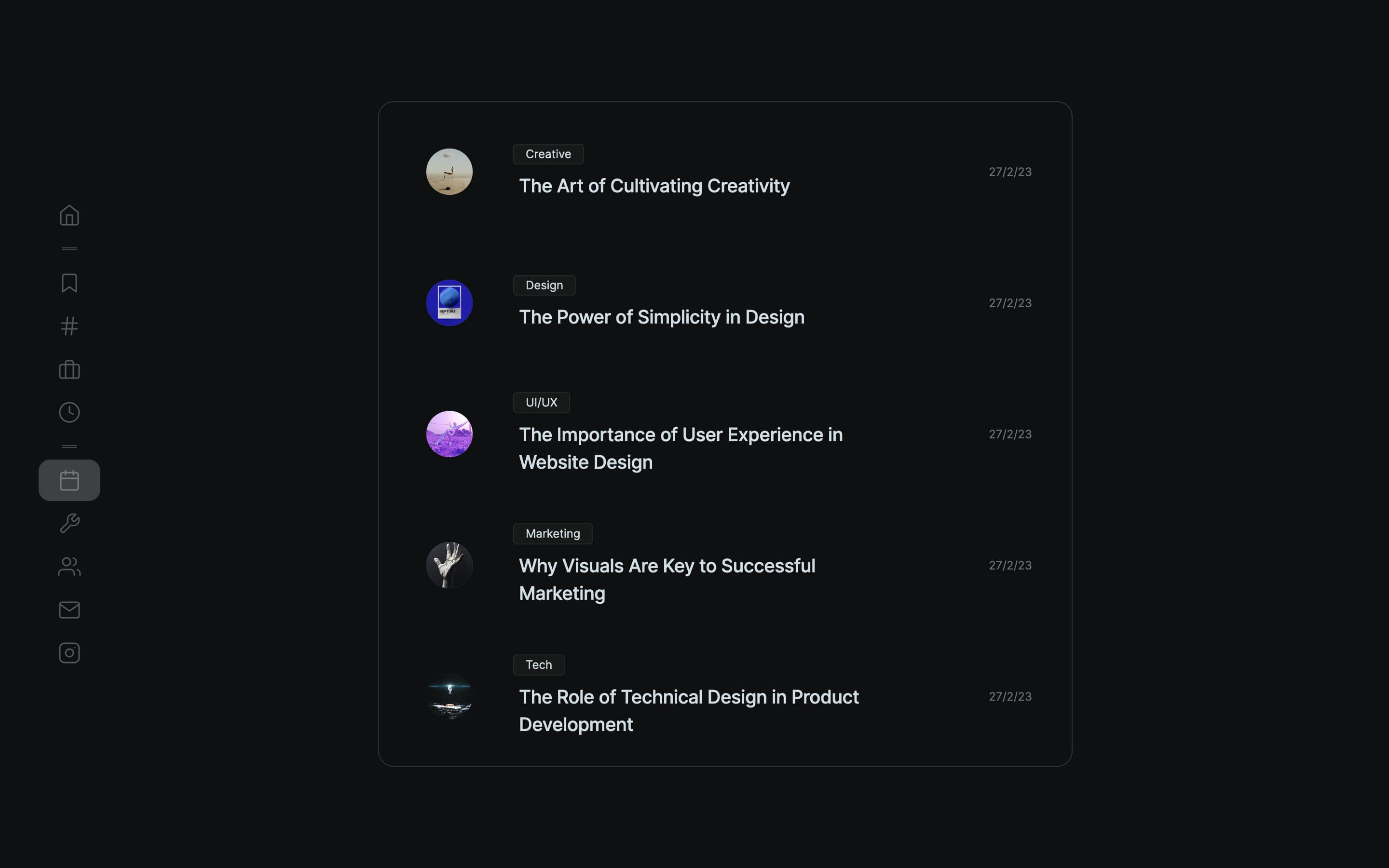 dark portfolio one page webflow template. blog list