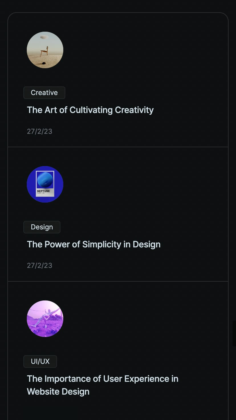 dark portfolio one page webflow template, mobile design