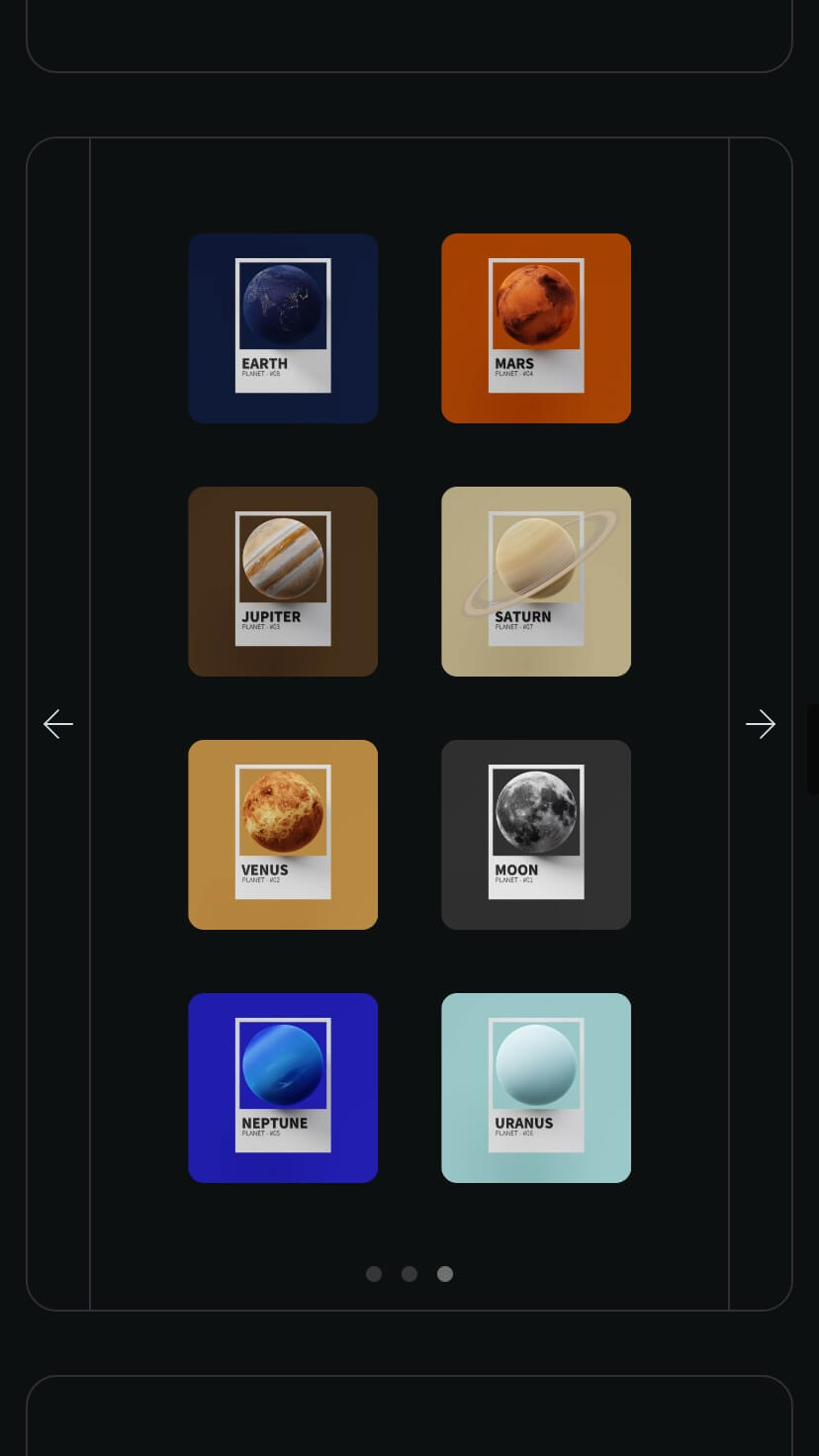 dark portfolio one page webflow template, mobile design, project section