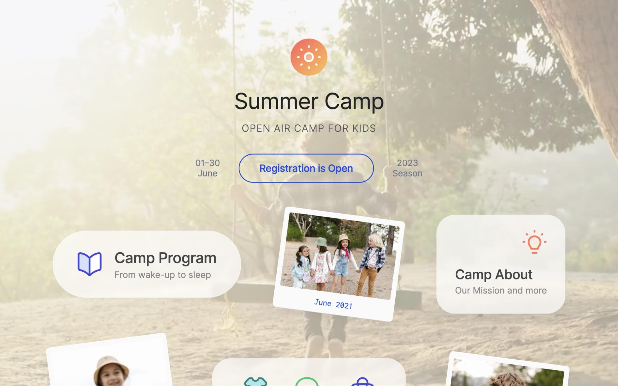 summer camp, non-profit webflow template