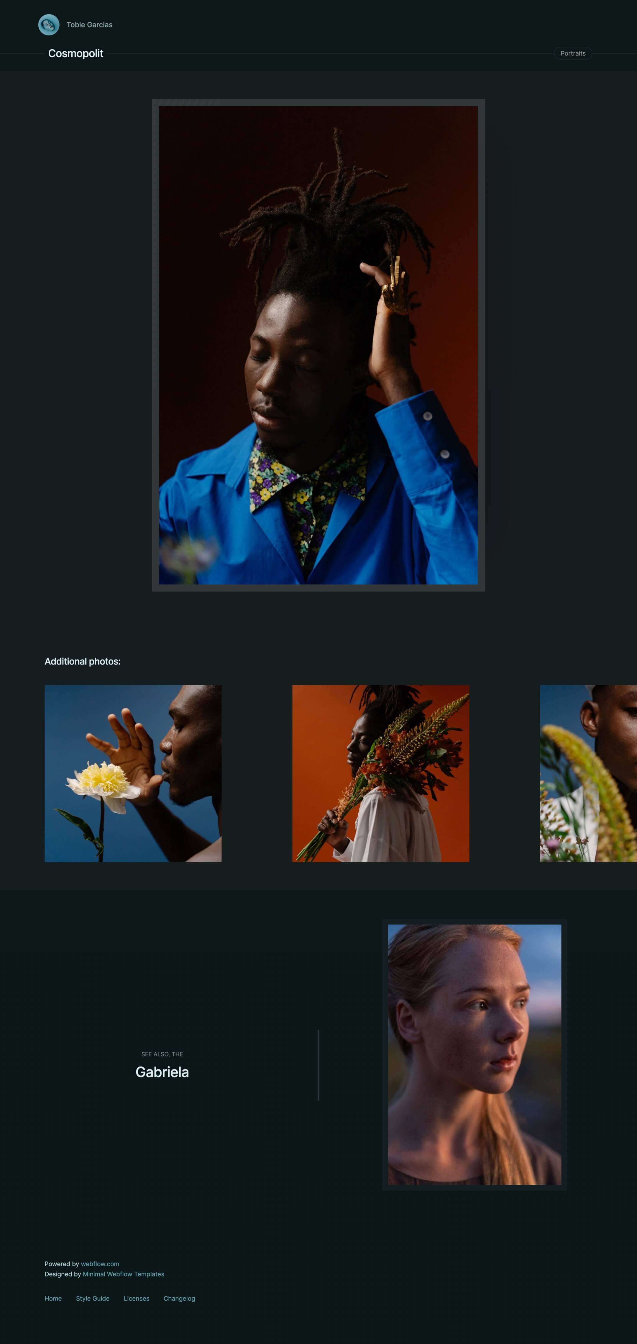minimal webflow theme for photographers