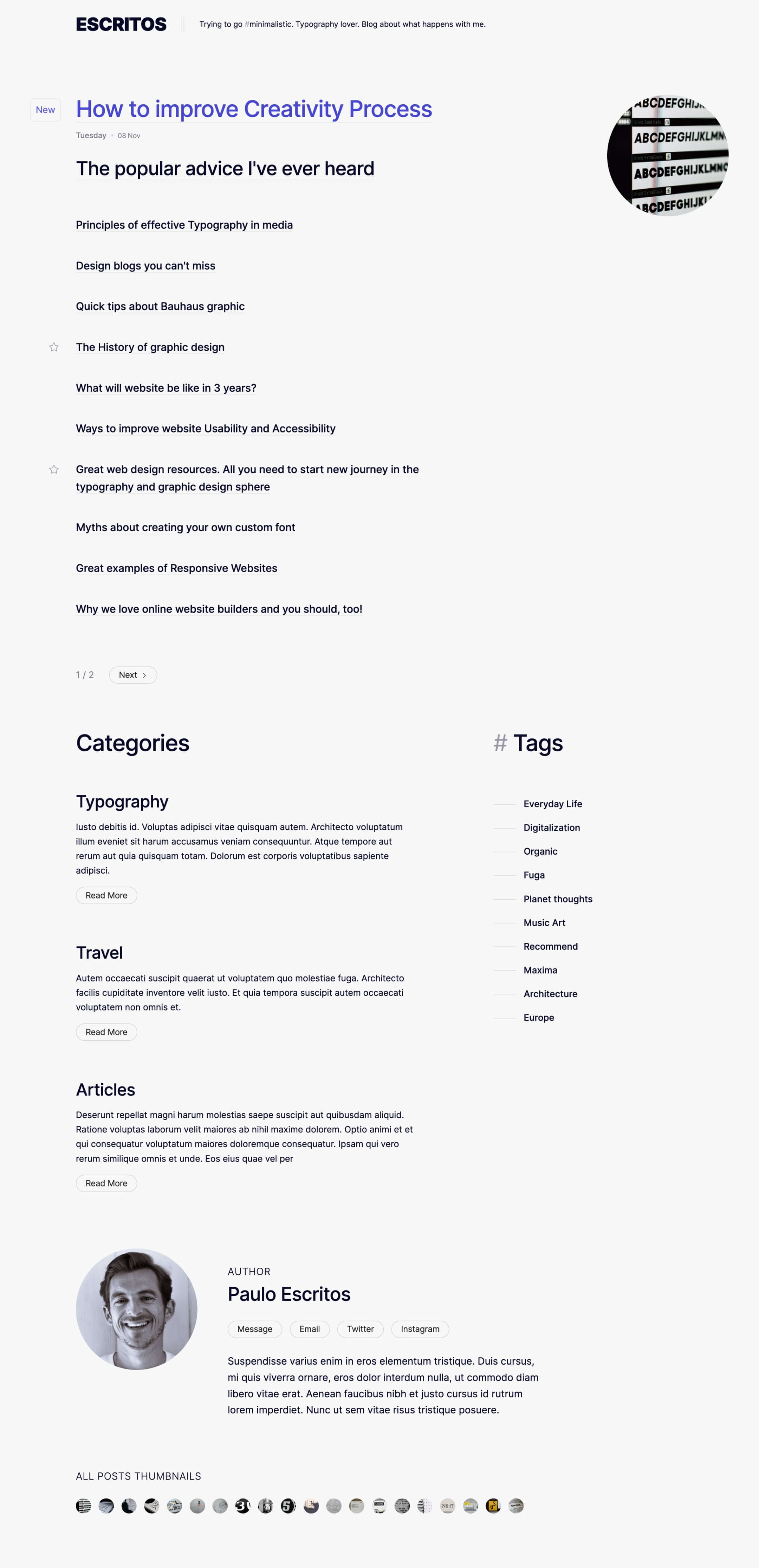 mininmal blog theme for webflow