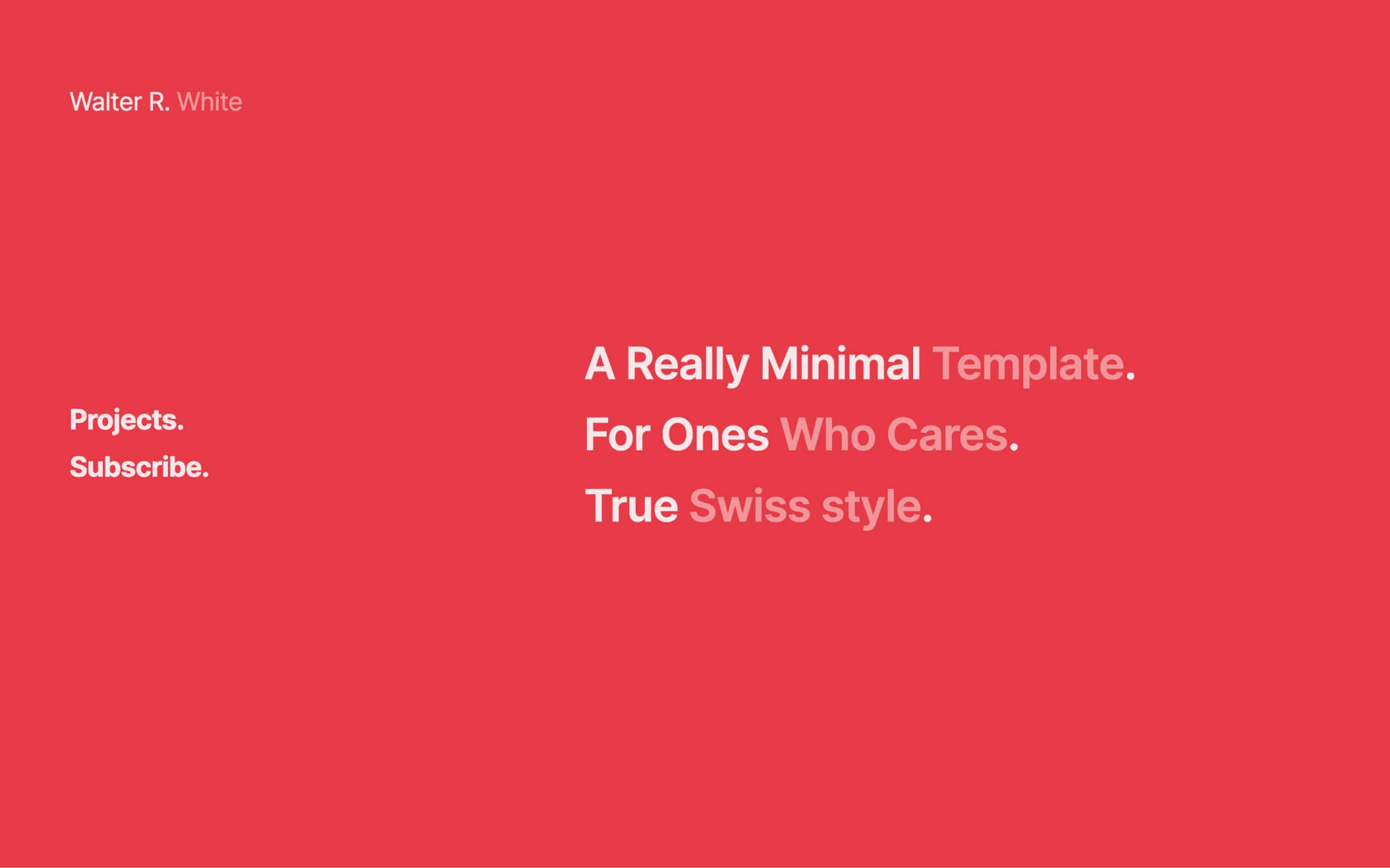 one page minimal creative portfolio webflow theme, red theme
