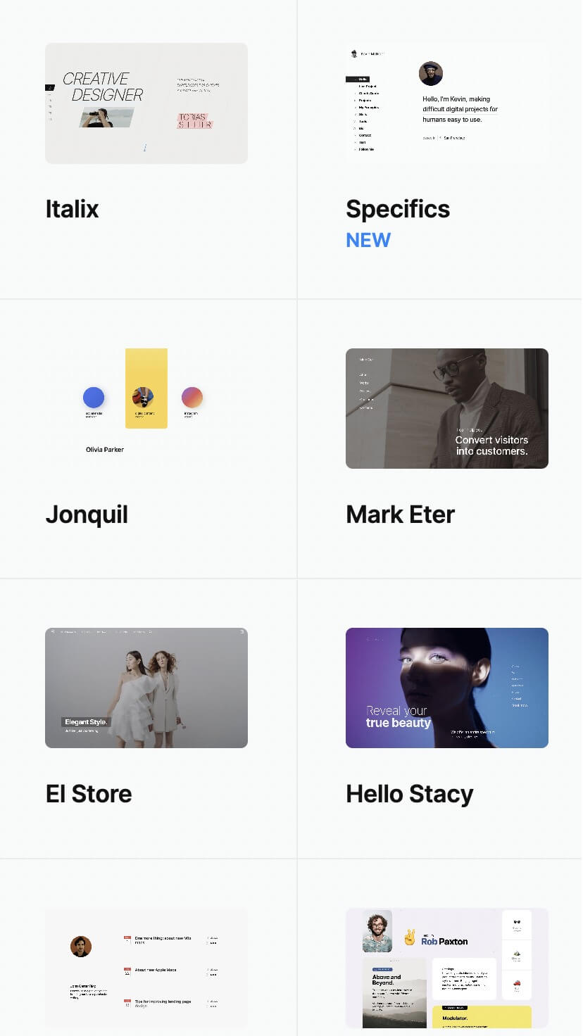 one page minimal creative portfolio webflow theme, mobile responsive, mobile projects list