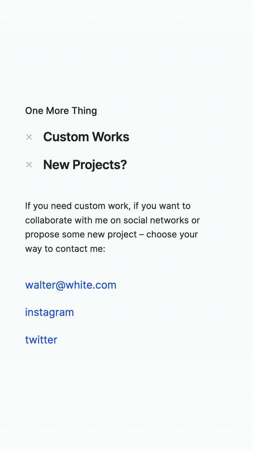 one page minimal creative portfolio webflow theme, mobile responsive