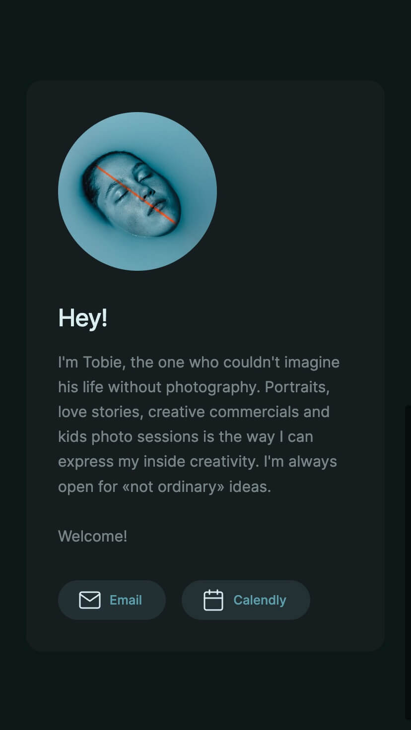 minimal webflow theme for photographers, mobile view