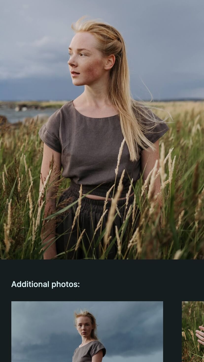 minimal webflow theme for photographers, mobile view