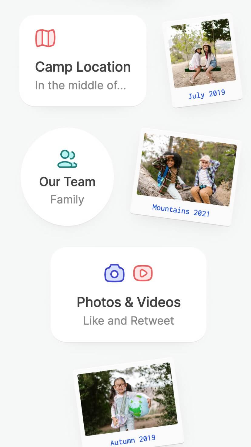 summer camp, non-profit webflow template, mobile view
