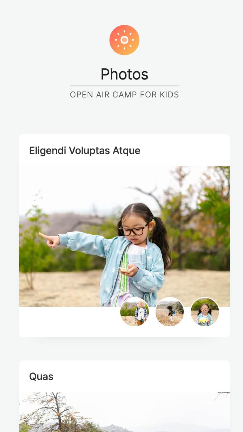 summer camp, non-profit webflow template, mobile view