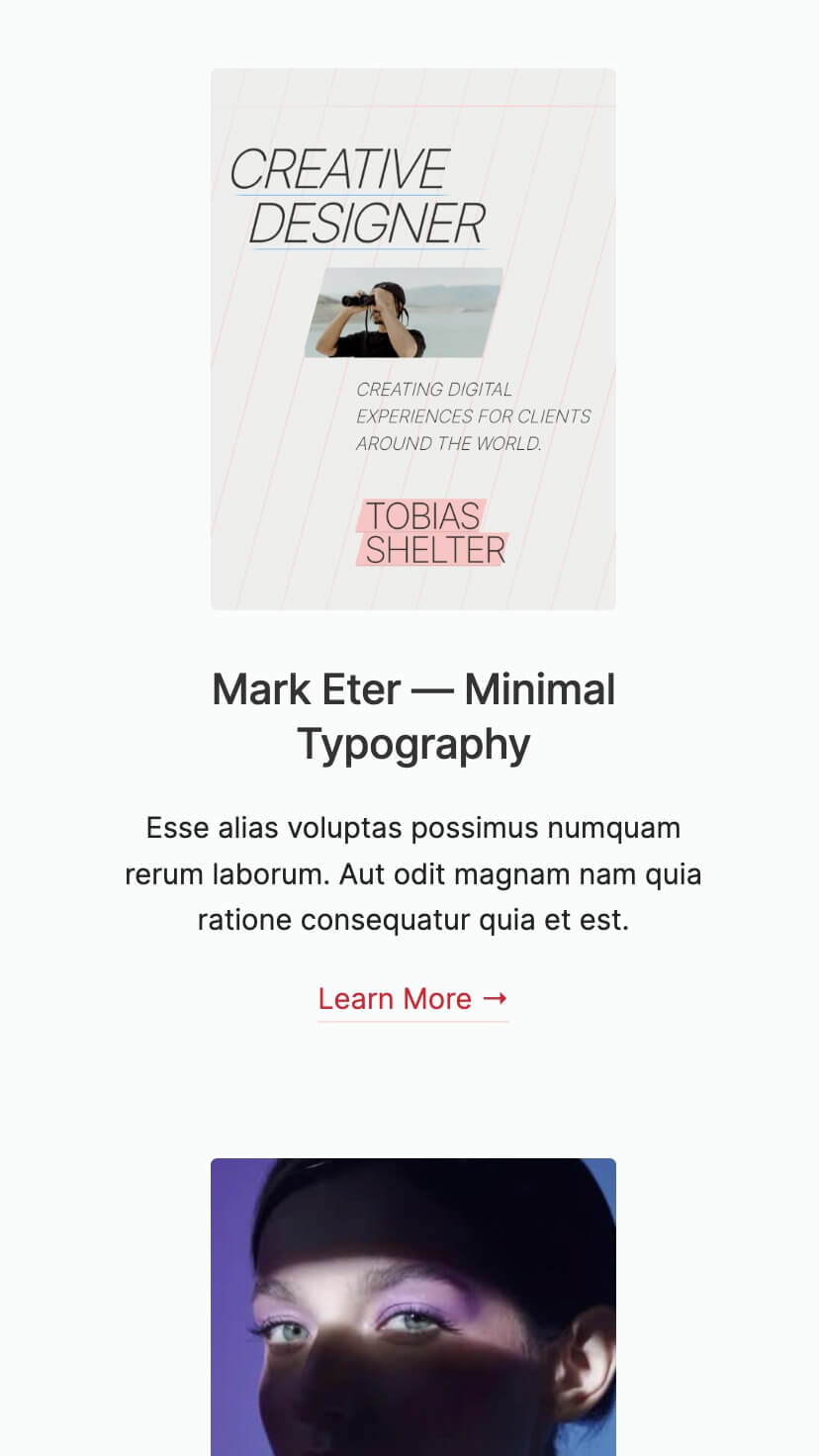 creative portfolio, minimalistic webflow theme, mobile responsive, works section