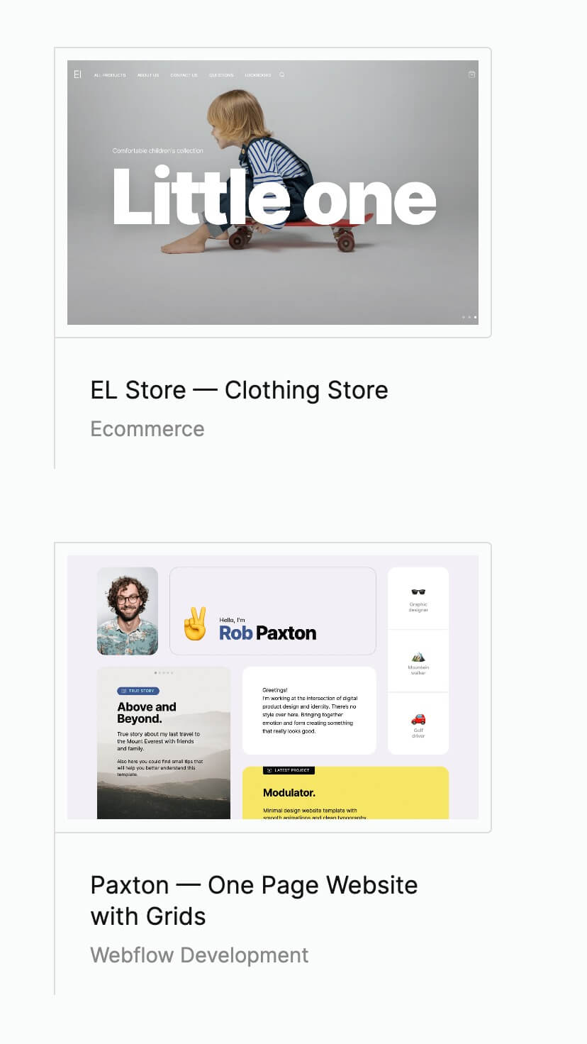 creative portfolio, minimalistic webflow theme, mobile responsive, works theme