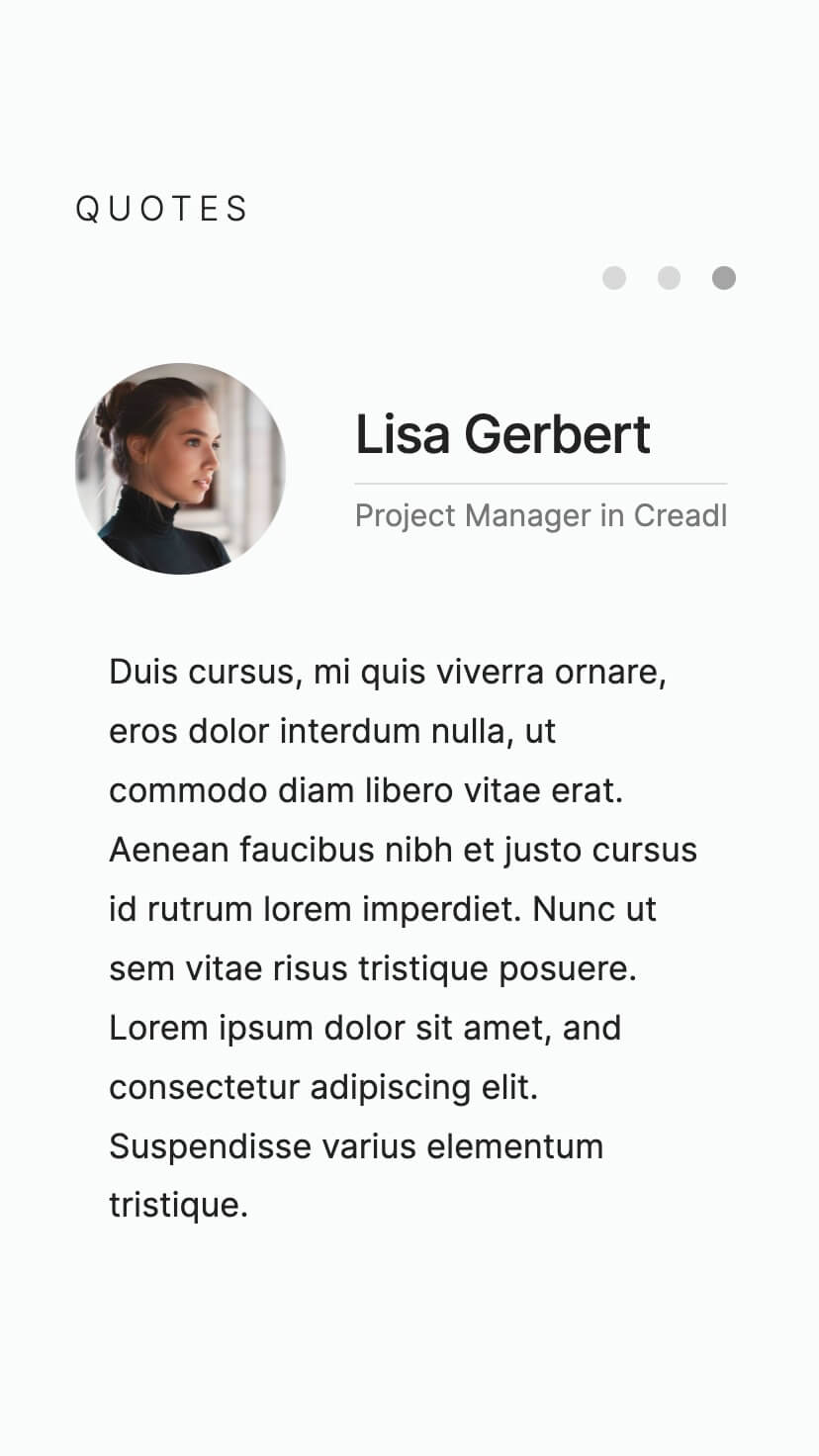 creative portfolio, minimalistic webflow theme, mobile responsive, clients quote