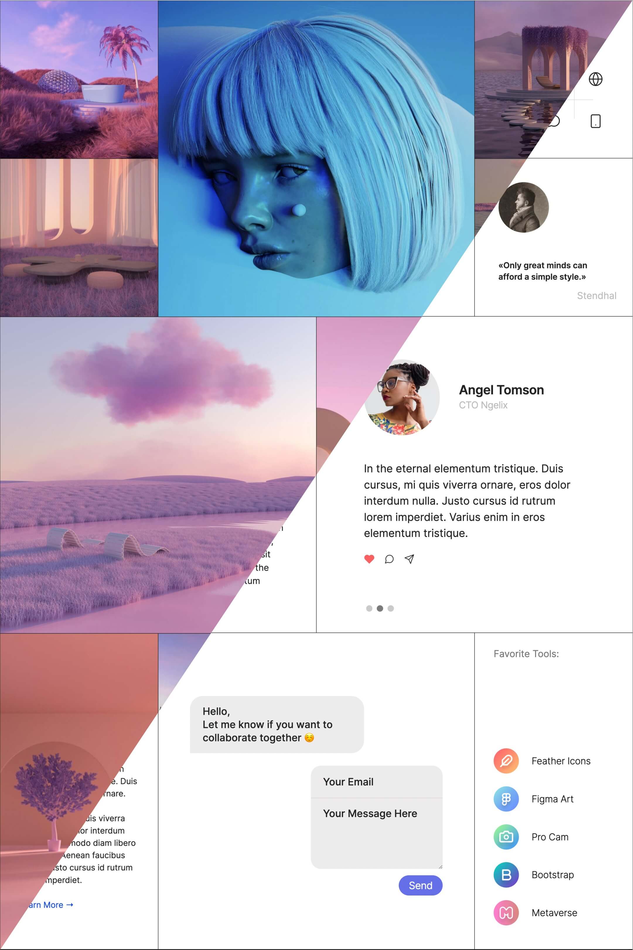 creative one page portfolio webflow template with grids 3