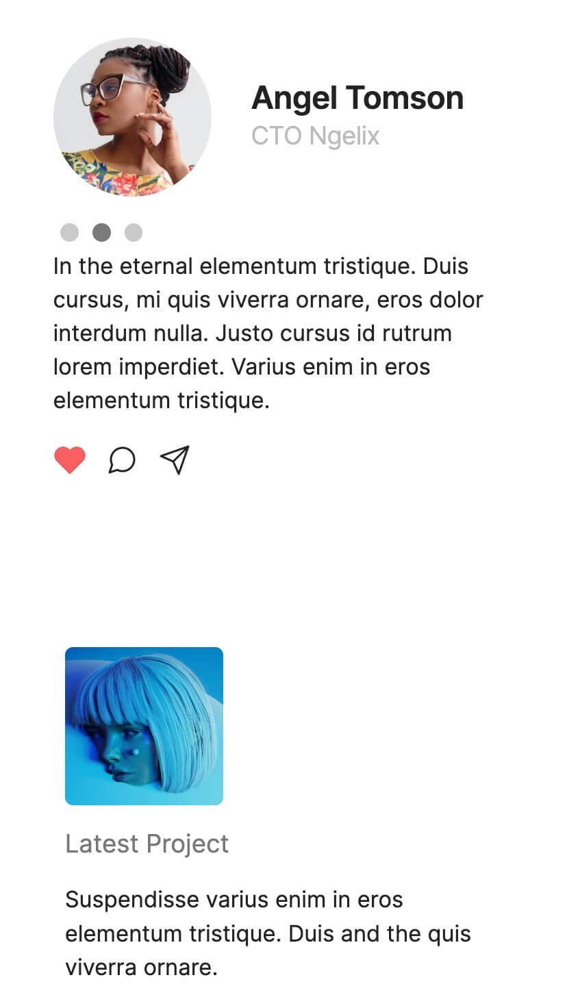 creative one page portfolio webflow template with grids, mobile view 4