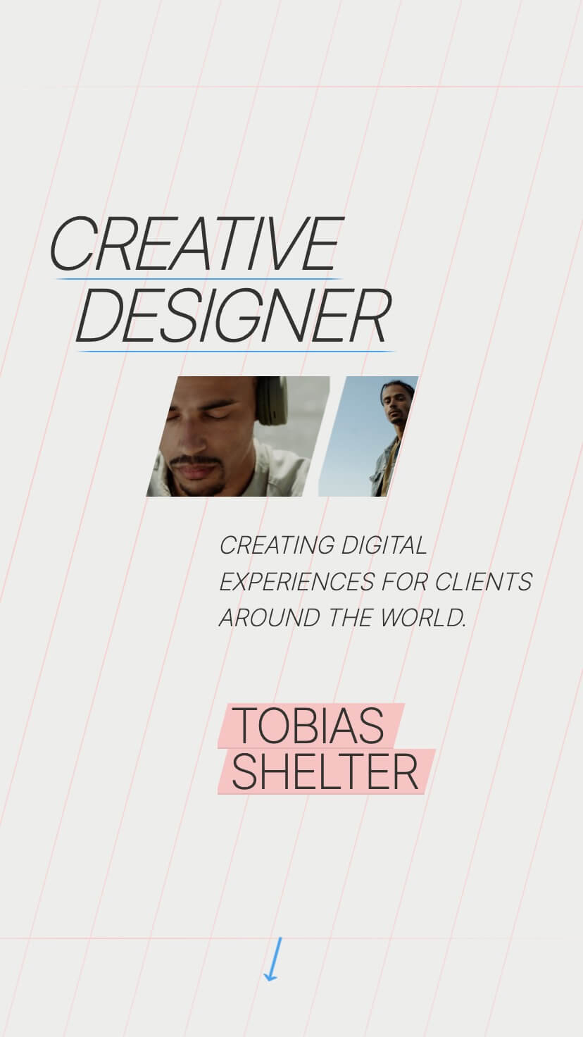 swiss style webflow minimal template, personal, mobile view