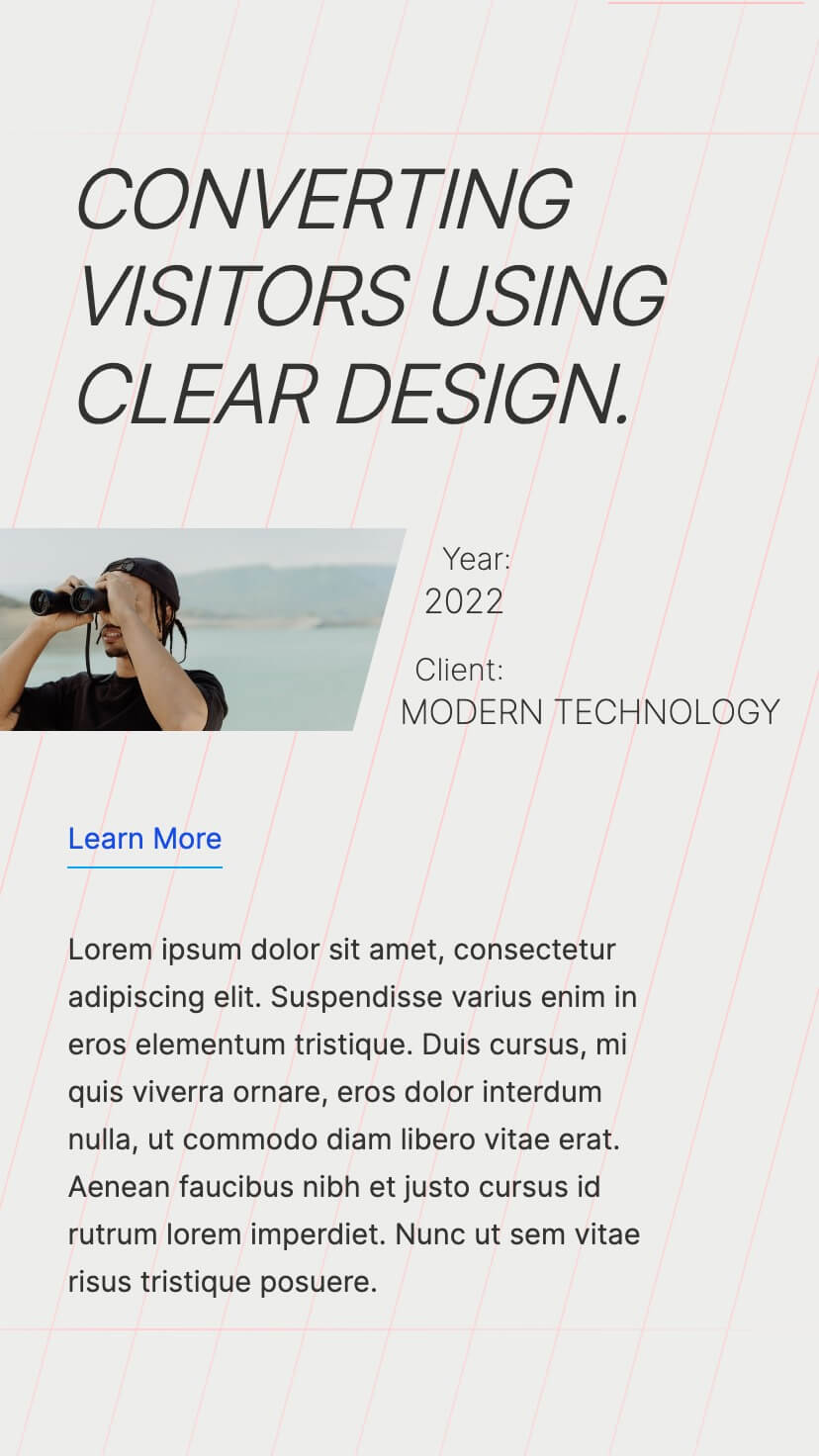 swiss style webflow minimal template, personal, mobile design